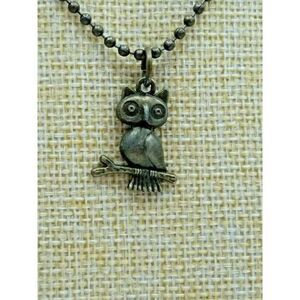 Owl On A Branch Necklace Brass Tone